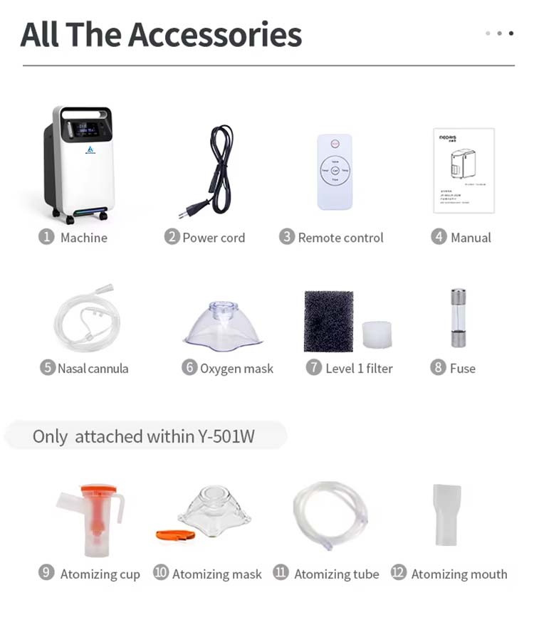 y 501w home oxygen concentrator accessories package