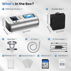 DS6 - Portable Auto CPAP Machine with Humidifier for Sleep Apnea, Use for Home and Travel